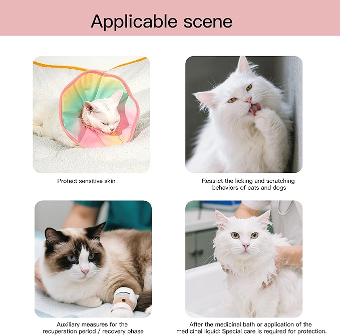 Touchdog Foldable Dog Cone Collar for Cats & Dogs - Adjustable Soft Recovery Collar with Waterproof PU Coating, Lightweight Design, 24.5cm/9.6in Wide Barrier (Pink Gradient Color, S)