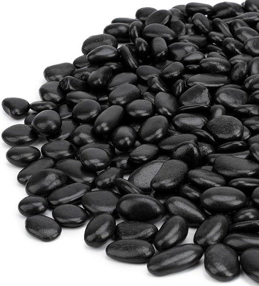 Mr. Fireglass 10 lbs Black Pebbles, 3/8" Natural Decorative Polished River Rocks Aquarium Gravel for Indoor Plants, Vases, Succulents and Outdoor Garden Landscaping