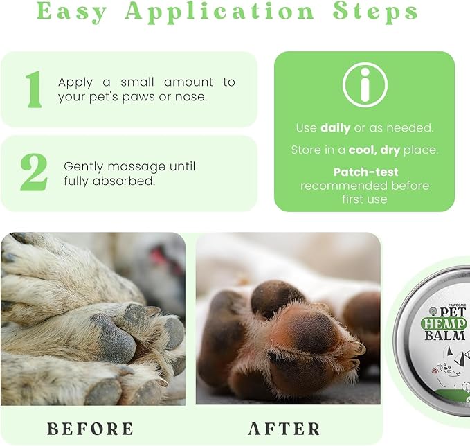 Pet Hemp Balm for Dogs & Cats – Soothes Dry, Cracked Paws & Noses – Natural Paw & Nose Moisturizer with Healing Ingredients – Organic Dog Paw Pad Protector for Extreme Weather – Lick Safe