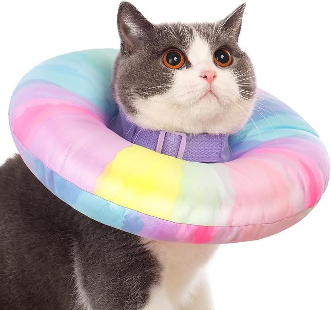 EWES Cat Cone Collar Soft L Size,Alternative Neck Cones to Stop Licking,Comfy Elizabethan Collars After Surgery Neuter,Donut Collar for Pet Cat Dog Kitten e Collar Recovery Shame
