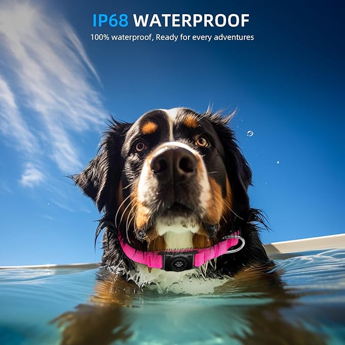 Upgraded AirTag Dog Collar, IP68 Waterproof Air Tag Dog Collar Holder, Reflective, Ultra-Durable, Comfortable Padded, Heavy Duty Dog Collars for Small Medium Large Dogs (XS (10.25"-13"), Hotpink)