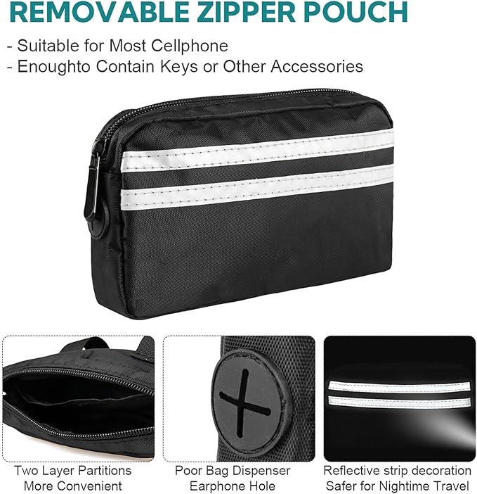 Hands Free Dog Leash with Pouch,Double Leash for Two Dogs