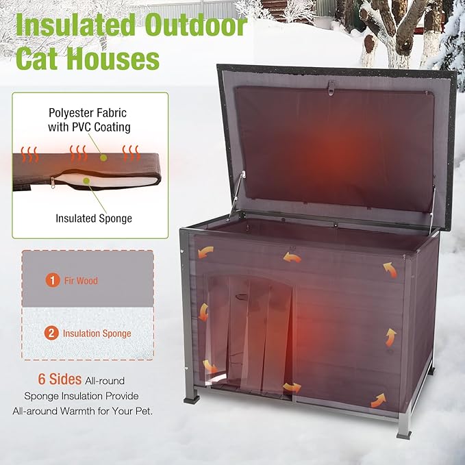 GUTINNEEN Dog House Insulated Outdoor Dog Kennel with Liner for Winter