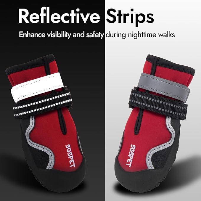 Dog Shoes for Large Dogs, Medium Dog Boots & Paw Protectors for Winter Snowy Day, Summer Hot Pavement,Waterproof in Rainy Weather,Outdoor Walking,Indoor Hardfloors Anti Slip Sole(Red, 3# (XS))