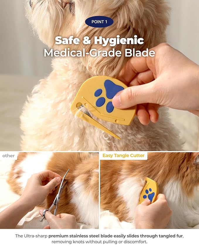 Healing Slicker Brush & Matt Splitter – Gentle Detangling & Shedding Control for Dogs & Cats, 306 Bristles, One-Touch Hair Removal & Safe Dematting Blade for Tangle-Free Grooming