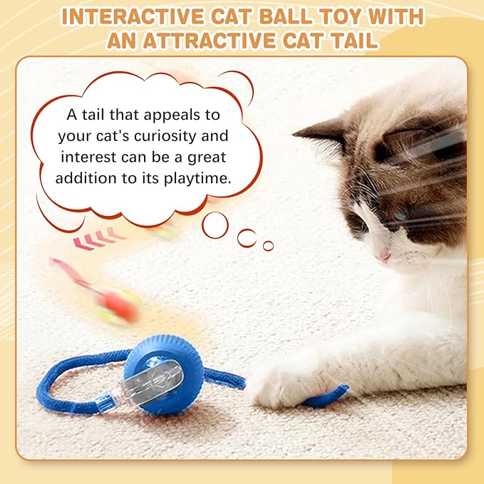Interactive Cat Toys for Indoor Cats, Rechargeable 360° Automatic Moving Cat Toy for Bored Indoor Adult Cats, 2025 Upgraded Chase Motion Activated Kitten Toys - Blue