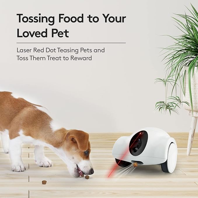 Pet Cameras with Phone App 15 Days Long Standby Pet Robot for Dog Treat Dispenser Feeder 1080P Full HD Dog Robot Camera 360°Move Freely 2-Way Audio (2.4G WiFi ONLY, No Bluetooth)