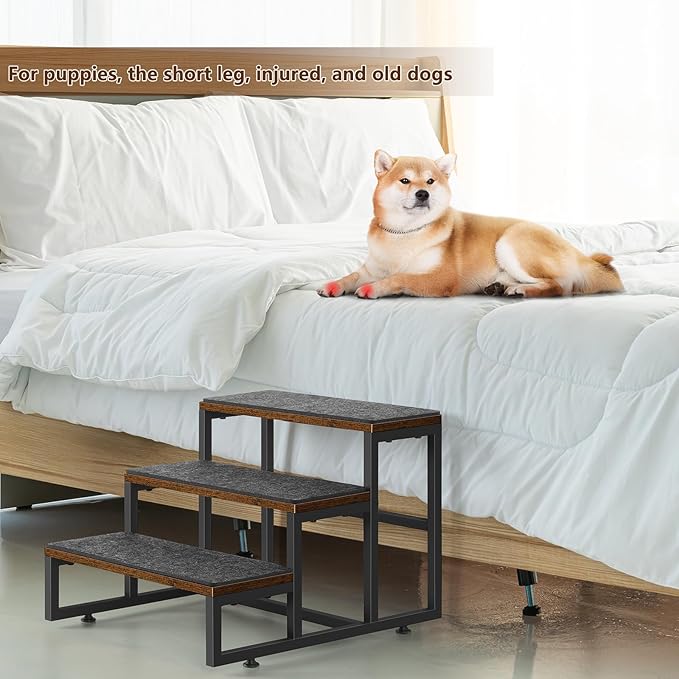 Dog Stairs for Small Dogs 3 Steps Pet Stairs Dog Stairs Steps for Couches High Beds, Non-Slip Indoor Dog Ramp, Holds Up to 100lbs