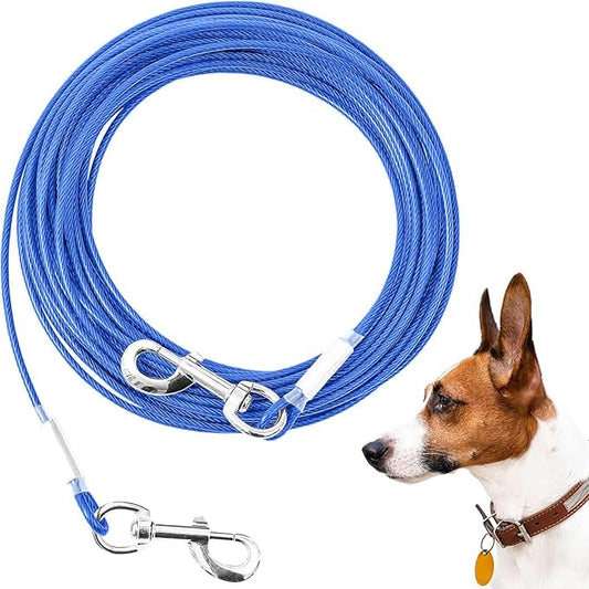 Tie Out Cable for Dogs,100FT Dog Leads,Heavy Duty Tie Out Cable for Large Dogs Up to 125lbs,Durable Dog Runner Tether Line for Outdoor,Yard