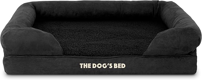 The Dog’s Bed, Medium Black Faux PL 30x23.5, Memory Foam, Pain Relief: Arthritis, Hip & Elbow Dysplasia, Post Surgery, Lameness, Supportive, Calming, Washable Cover, Veterinary Approved