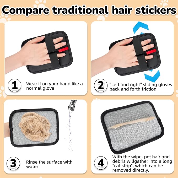 Pet Hair Remover, electrostatic pet Hair Removal Gloves, cat and Dog pet Hair Removal Tools, Suitable for Bed Sheets, Blankets, Clothes, Sofas, Multi-Functional Beauty Gloves -1 Piece