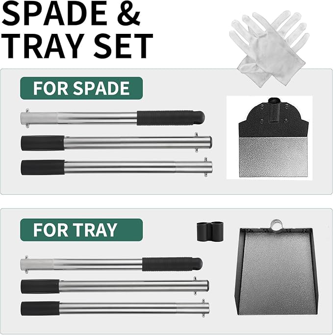 SCENEREAL Dog Pooper Scooper for Yard - Tray & Spade Set, Long Handle Metal Detachable Poop Scooper for Large Medium Small Dogs, Pet Waste Removal Scoop with No Bending for Outdoor Grass, Dirt Gravel