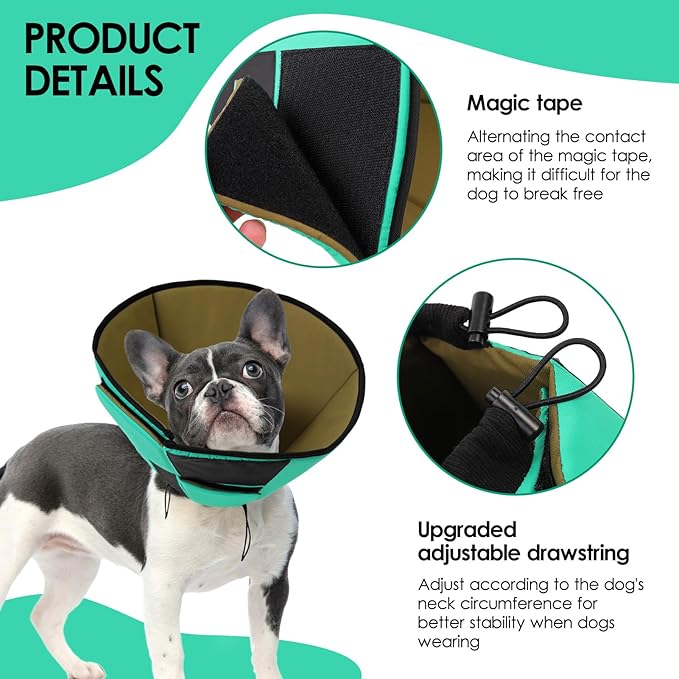 Dog Recovery Collar Cone for Medium Dogs, Adjustable Dog Cone Alternative After Surgery for Dogs to Stop Licking, Breathable Soft Cone for Medium Large Dogs, Green M