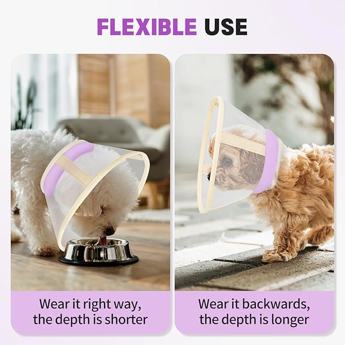 Soft Dog Cone Collar to Stop Licking-Adjustable Comfortable Mesh Recovery Collar After Surgery for Small Miniature Dogs, Alternative to Plastic Elizabethan Collars for Neuter Incision Care (Purple,M)