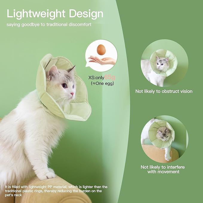 Touchdog Foldable Dog Cone Collar for Cats & Dogs - Adjustable Soft Recovery Collar with Waterproof PU Coating, Lightweight Design, 24.5cm/9.6in Wide Barrier (Green, M)