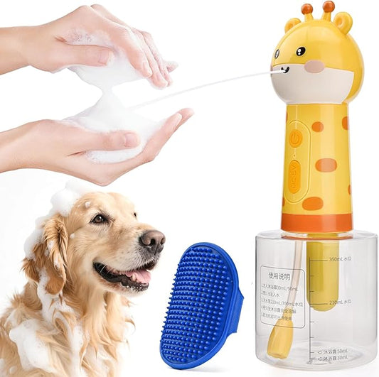 Electric Dog Cleaning Foam Machine with Bath Glove,Automatic Dog Soap Dispenser for Bath, Dog Bath Supplies - Outdoor Dog Shower Attachment for Bathtub for After Walk Pet Wash
