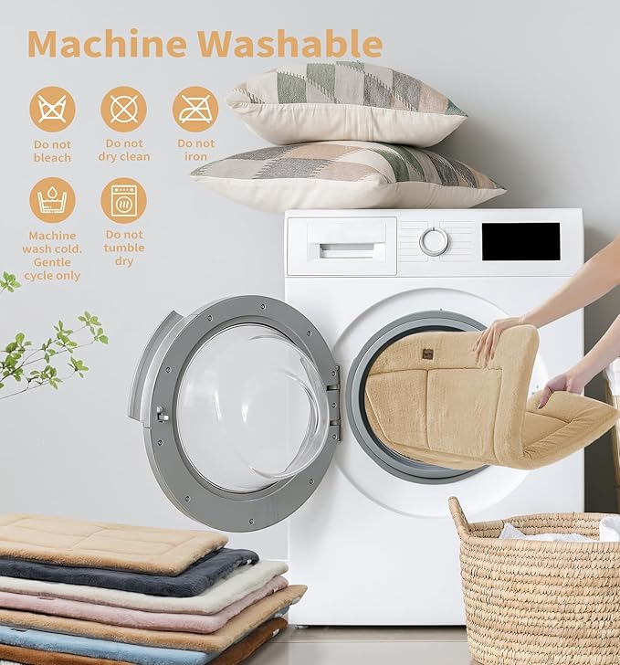 Made4Pets Dog Crate Pad Bed for Extra Large Dogs, Washable & Reversible, Anti-Slip Kennel Mat for Cozy Sleeping, Soft Fluffy Dog Bed for Indoor & Outdoor Use, 48"x30", Khaki