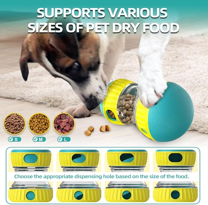 Dog Puzzle Toys, Rolling Treat Dispensing Ball, Brain Stimulation & Slow Feeder, Dog Enrichment Toys to Keep Them Busy (Green)