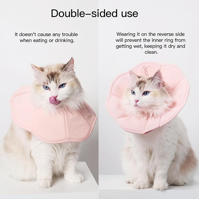Touchdog Foldable Dog Cone Collar for Cats & Dogs - Adjustable Soft Recovery Collar with Waterproof PU Coating, Lightweight Design, 24.5cm/9.6in Wide Barrier (Pink, XS)