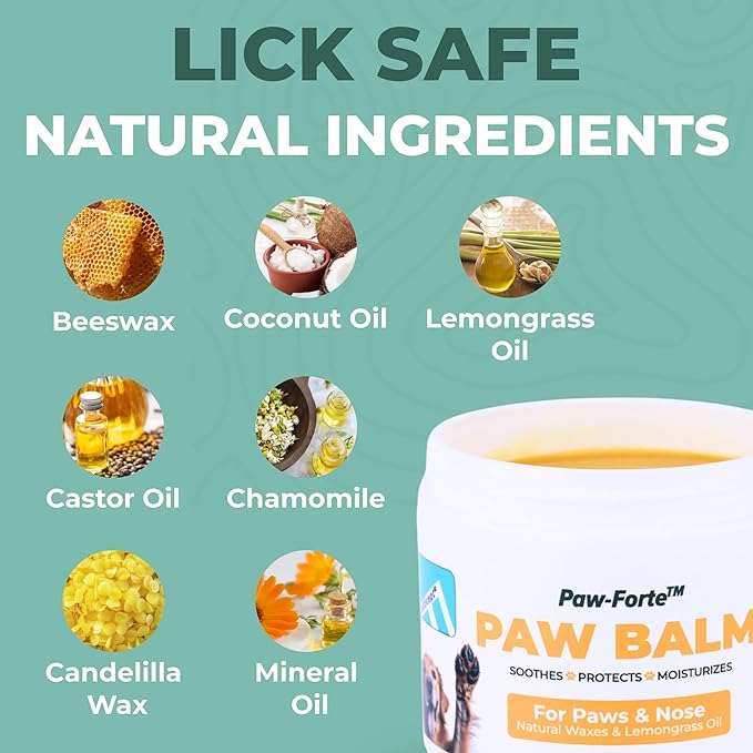 Forticept PAW Balm | Dog Paw Protector from Hot Pavement, Dirt, Salt, Ice and Snow | Soother and Moisturizer for Cracked Dog Paw Pads | Natural Wax Based, Lick Safe 3 oz
