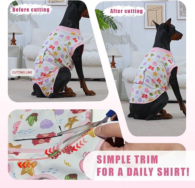 Recovery Suit for Dogs After Surgery, Professional Dog Surgical Suit for Female Spay, Male Neuter, E-Collar & Cone Alternative Dog Onesie for Abdominal Wounds Skin Disease, Jellyfish, XS
