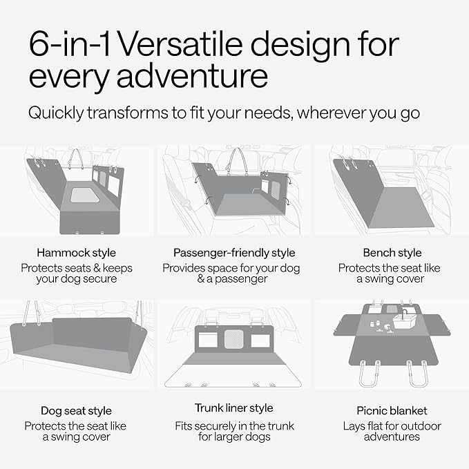 Truck Dog Seat Cover for Back Seat – Hard Bottom Hammock Holds 400lbs – Waterproof Pet Seat Protector for Large Dogs – Back Seat Extender Platform with Storage – Dog Car Seat Cover for Trucks SUV