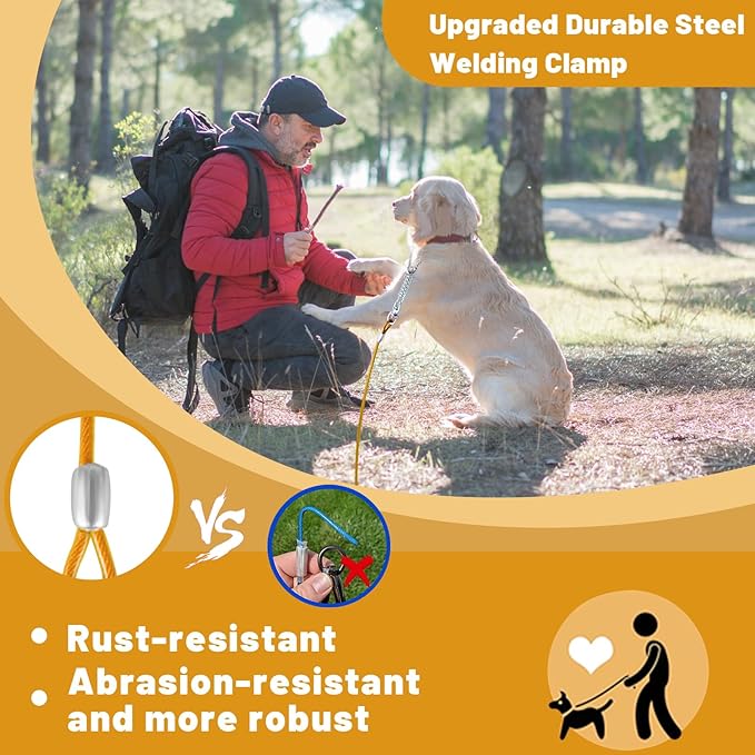 Dog Tie Out Cable - 10/15/20/25/30FT Heavy Duty for Large Dogs Up to 250LBS - Rosy Pink/Blue/Purple/Silver/Red/Green/Yellow