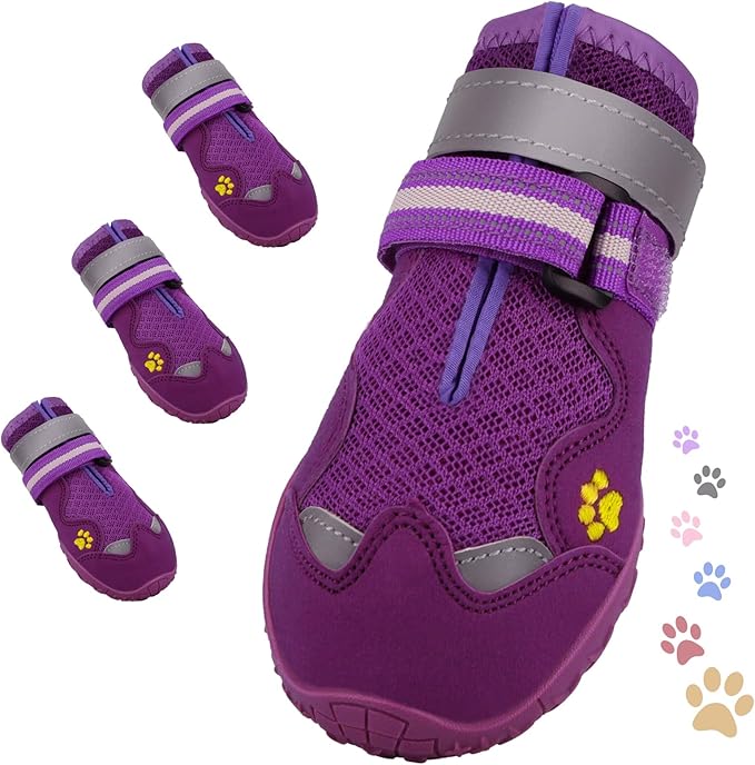 Dog Shoes for Large Medium Small Dog, Mesh Breathable Dog Shoes for Hot Pavement, Anti-Slip Dogs Boots Paw Protectors with Reflective for Outdoor Walking Indoor Hardfloors (Size 2)
