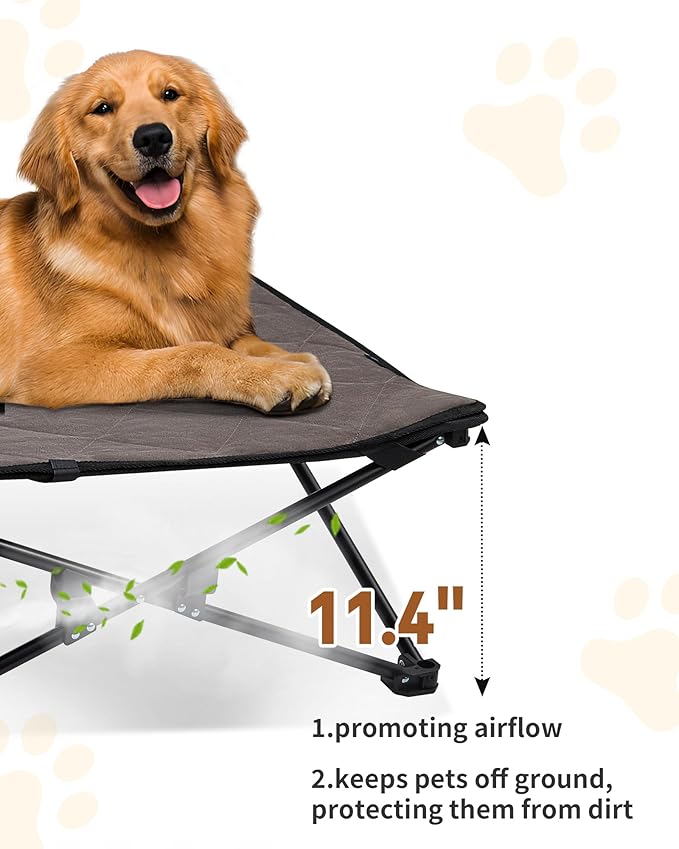 KingCamp Elevated Dog Bed for XL Dogs, Outdoor Raised Cooling Pet Cot Bed with Washable Breathable Mesh & No-Slip Feet Perfect for Camping, Backyard, Indoor Use (XL, Black)