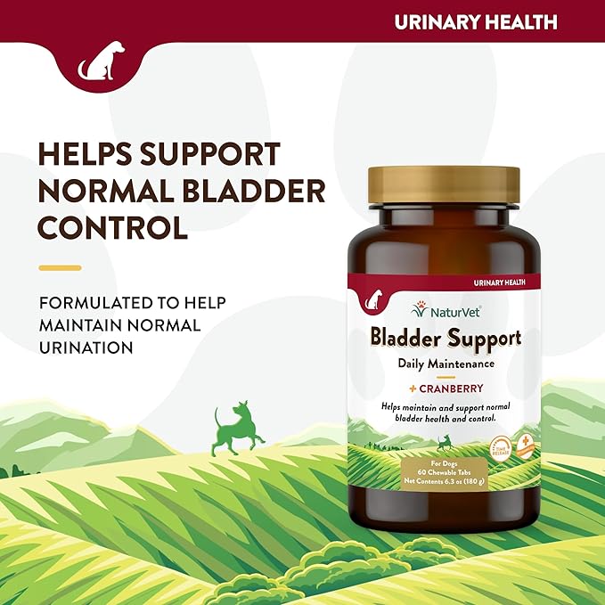 NaturVet – Bladder Support for Dogs – Plus Cranberry | Supports Healthy Bladder Control & Normal Urination | 60 Time Release Chewable Tablets
