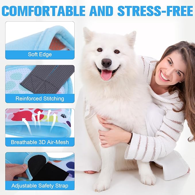 PAWCHIE Dog Grooming Hammock Harness for Dogs & Cats with Pet Nail Clipper Trimmer - Cat Hanger Sling for Trimming Clipping Nails- Dog Hammock Restraint Bag for Small Medium Large Dog, Blue M