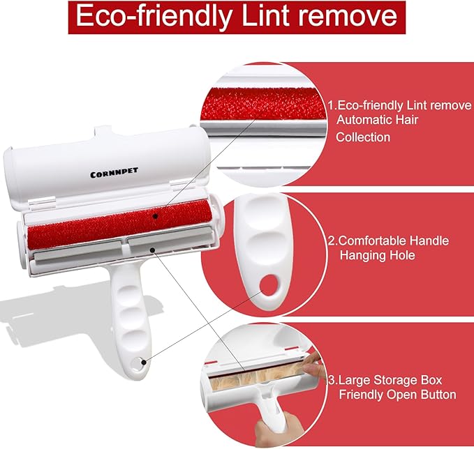Pet Hair Removal Tool – Reusable Lint Roller for Dogs & Cats – Self-Cleaning Fur Remover Brush - Portable, Multi-Surface Fur Removal Tool - Pet Hair Removal Tool for Car & Home