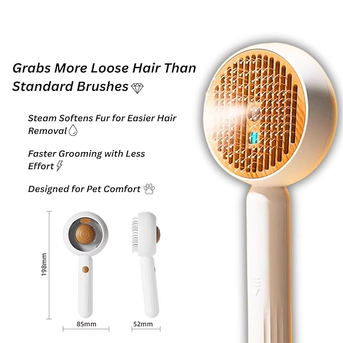 Steam Pet Grooming Brush for Dogs & Cats – Self-Cleaning De-Shedding & Hair Removal Comb with Water Spray, Anti-Static & Massage Tool for Long & Short Hair by Vivid Creations