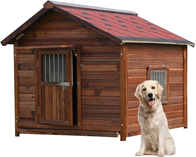 Outdoor Dog House for Large Breed Dogs with Removable Floor&Roof, Heavy Duty Pet House, Weatherproof Warm Dog House Outside, 2XL
