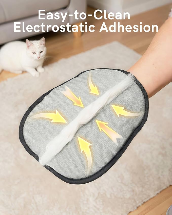 2025 Newly Upgraded Pet Hair Removal Gloves for Cats & Dogs, Electrostatic Grooming Gloves for Pet Hair, Five-Finger Reusable Pet Hair Remover Tool for Clothes, Bed, Couch, Carpet, 1 Pcs