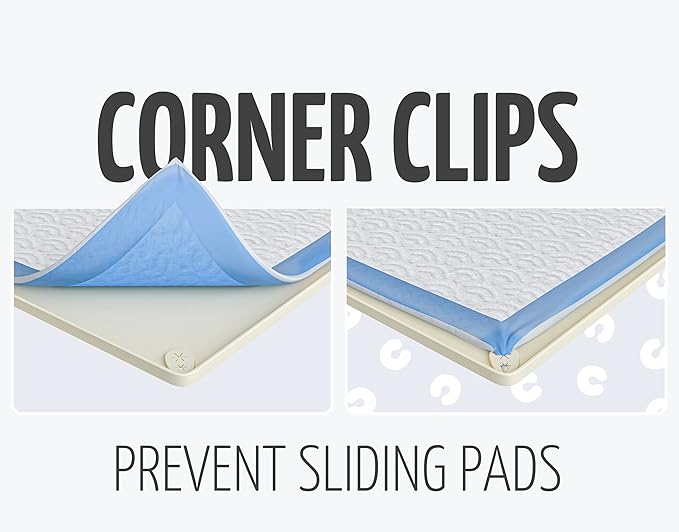 Skywin TidyFriend 3 Pk Pee Pad Holder Tray for 30” x 23” Pee Pads with Corner Lock Holes, Raised Edges, Non-Spill, Easy to Clean Silicone Dog Potty Tray Holder, for Indoor Floor Protection (Beige)