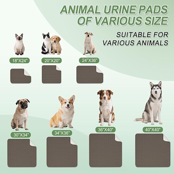 Washable Pee Pads for Dogs, Reusable Puppy Pads Dog Pads, Non-Slip Dog Pee Pads, Leak-Proof Pet Pee Pads Wee Wee Pads for Dogs. (Coffee, 18"x24"(Pack of 2))