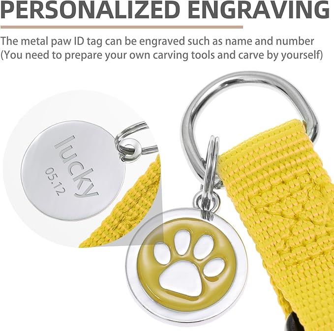 PUPTECK No Pull Dog Harness Soft Adjustable Basic Nylon Step in Puppy Vest Outdoor Walking with ID Tag, Yellow, M