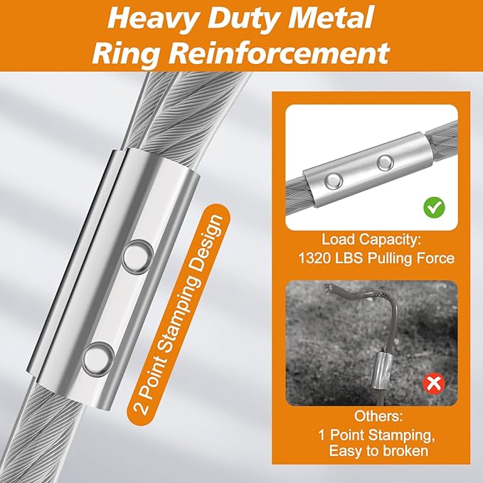 Tresbro 15 FT Dog Tie Out Cable with Spring, Shock Absorbing Tether Chains for Outside Aavilable in 10/15/20/25/30/40/50/70/100/120 FT, Heavy Duty Leads for Yard for Medium & Large Dogs Up to 500 LBS