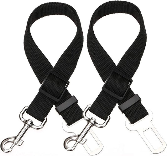 Elisel Elisel 2 Packs Adjustable Length Pet Dog Cat car seat Belt Pet seat Belt Pet Accessories for Dogs Cats and Pets (Black)