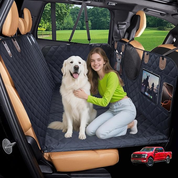 Paw Jamboree XXL Truck Dog Car Seat Cover Hard Bottom for Back Seat Extender for Dogs Hammock for Car Backseat Cover Crew Cab