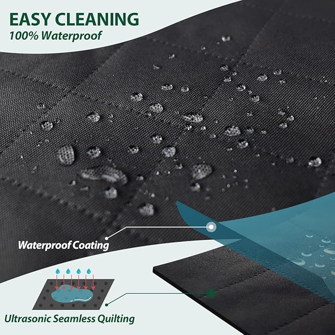 Dog Car Front Seat Cover with Side Flaps & Buckle Straps for Pet, 100% Waterproof 600D Oxford Single Seat Protector Heavy Duty Quilted Scratch Proof, Universal Size for SUV Truck, Black