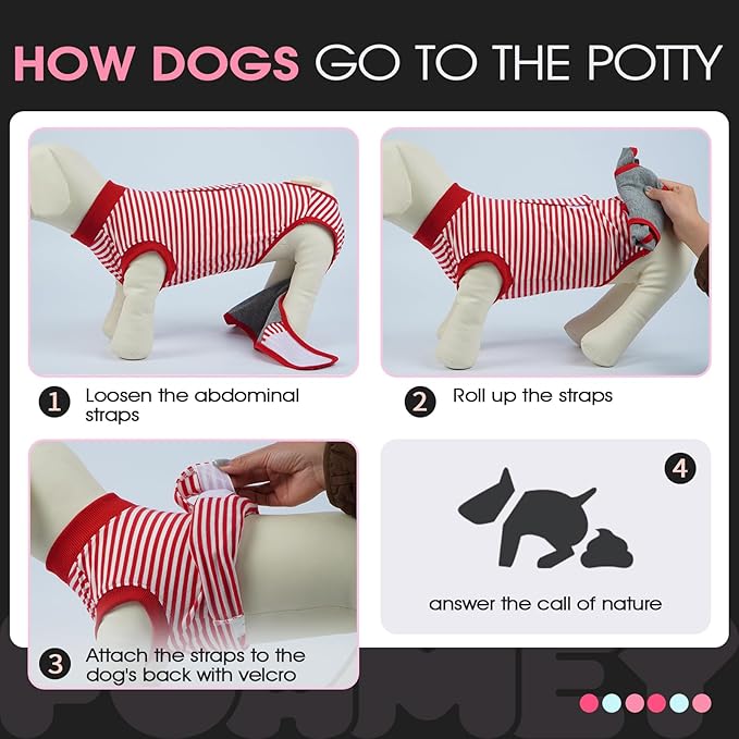 FUAMEY Dog Recovery Suit Male,Dogs Surgery Neuter Suits Puppy Spay Shirts for Female Protect Dog's Skin Anti Licking Abdominal Wounds Doggie Onesie Pet Bodysuit Alternative to Cone Red Stripes XXL