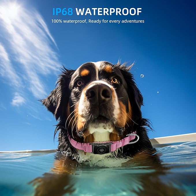 Upgraded AirTag Dog Collar, IP68 Waterproof Air Tag Dog Collar Holder, Reflective, Ultra-Durable, Comfortable Padded, Heavy Duty Dog Collars for Small Medium Large Dogs (S (10.6"-13.6"), Pink)