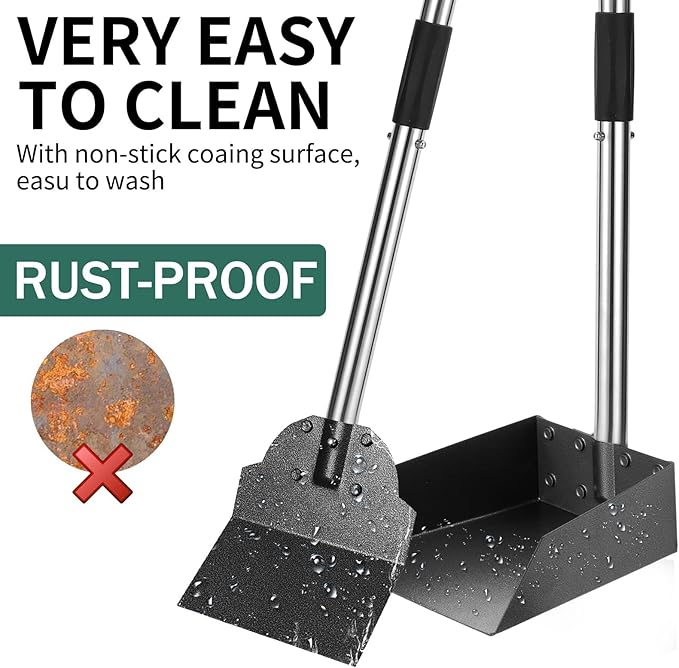 SCENEREAL Dog Pooper Scooper for Yard - Tray & Spade Set, Long Handle Metal Detachable Poop Scooper for Large Medium Small Dogs, Pet Waste Removal Scoop with No Bending for Outdoor Grass, Dirt Gravel