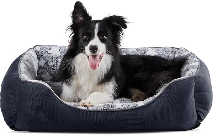 GASUR Rectangle Dog Bed for Large Dogs - Orthopedic, Durable and Anti-Slip. Cozy and Soft, Perfect for Sleeping. Warming Effect for Puppies. (M (30"x24"x9"), Black)