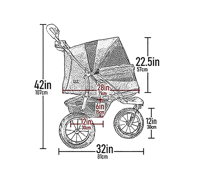 Pet Gear No-Zip AT3 Pet Stroller for Cats/Dogs, Zipperless Entry, Easy One-Hand Fold, Jogging Tires, Removable Liner, Cup Holder + Storage Basket, 1 Model, 2 Colors Summit Grey 2023