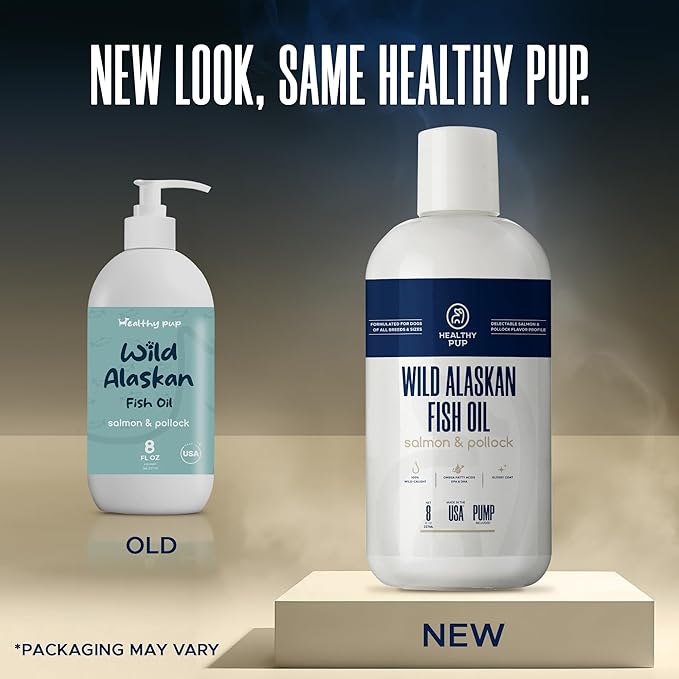 Wild Alaskan Salmon Oil for Dogs with Pollock - 8 oz of Pollock and Salmon Oil, Omega 3, EPA, and DHA - Dogs Skin and Coat Supplement - Made in USA