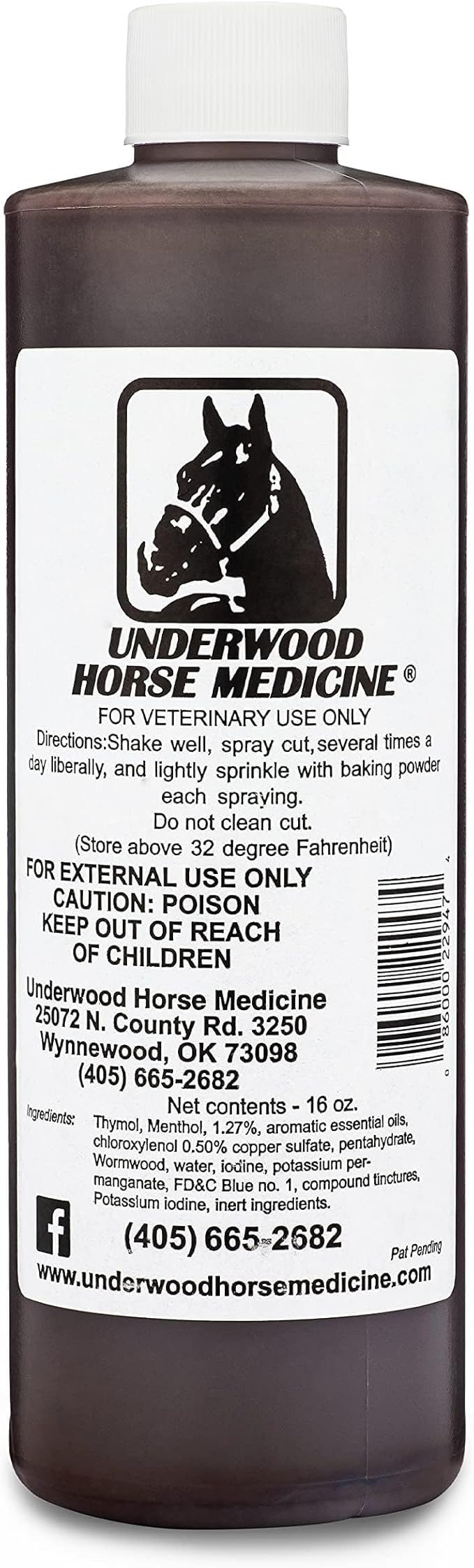 Underwood Topical Horse Care Wound Spray - 16oz Refill Horse Wound Care Horse Essentials for Quick Healing of Cuts – Horse First Aid Kit & Wound Care for Dogs – Equine First Aid Kit & Dog Wound Heal