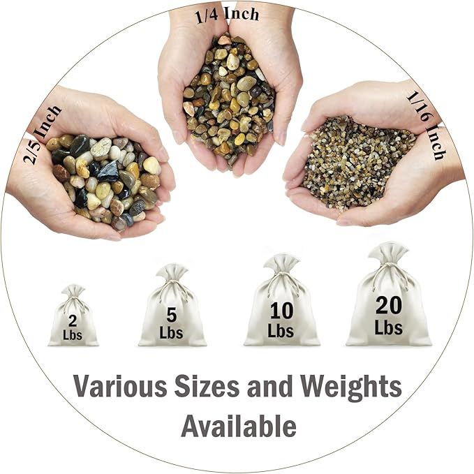 2lbs Fish Tank Rocks, 1/4 Inch Pea Gravel for Fish Tank, Decorative River Rocks for Aquarium Succulent Cactus Plant Vase Fillers Soil Cover and Outdoor Landscaping Stones